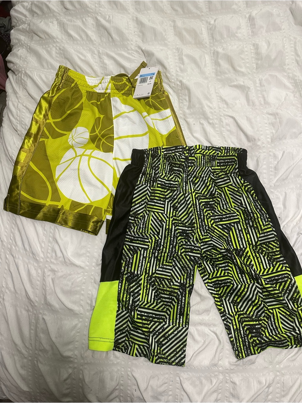 Nike and Reebok Kids Neon Yellow & Black Athletic Shorts Set